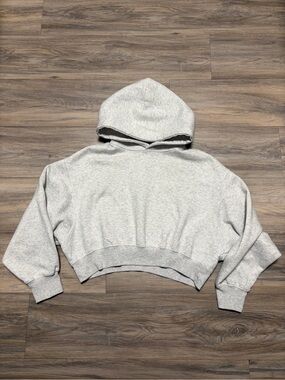 Jo & Co Heather Gray Fleece Cropped Hoodie Small